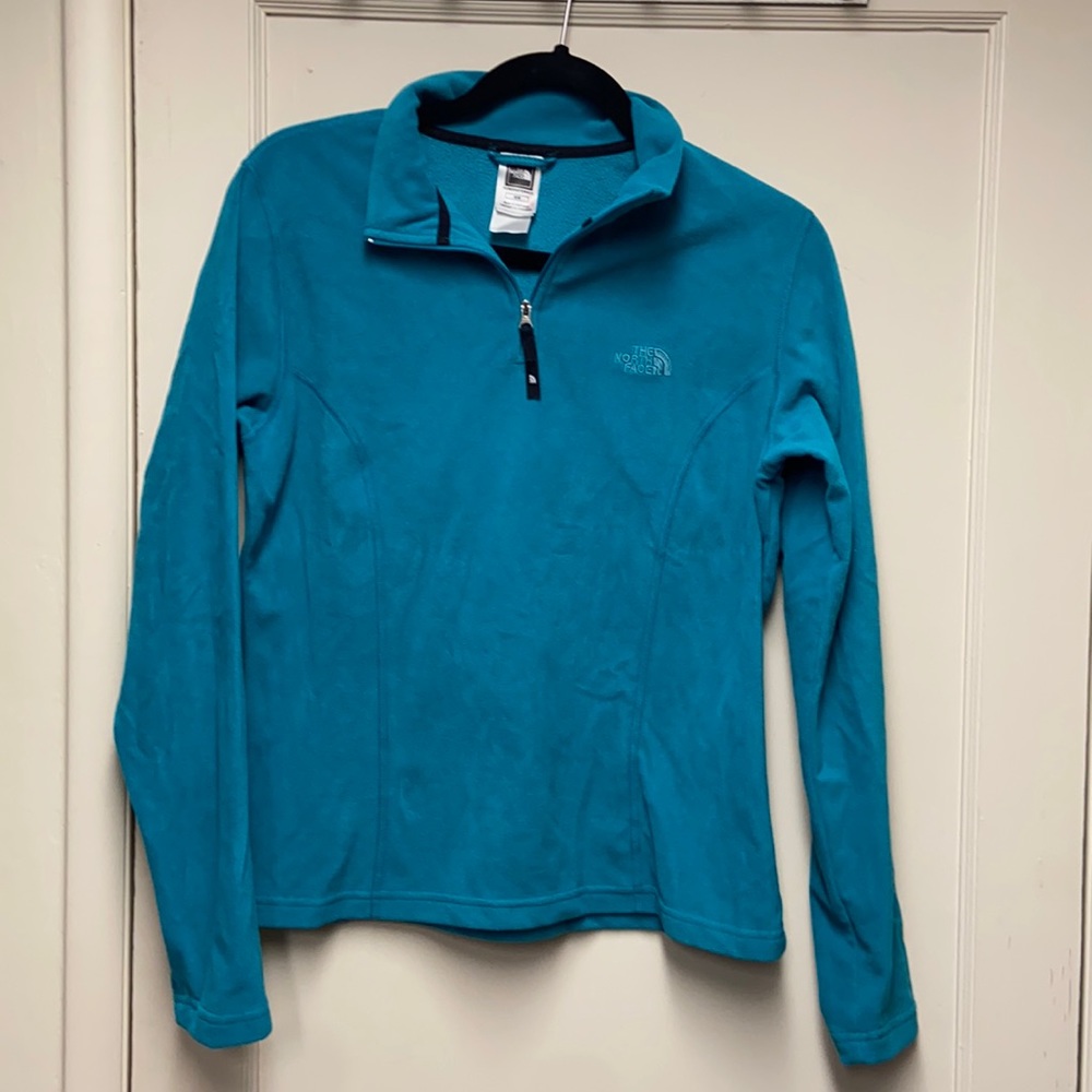 North Face Teal Quarter-zip Fleece Pullover sz M